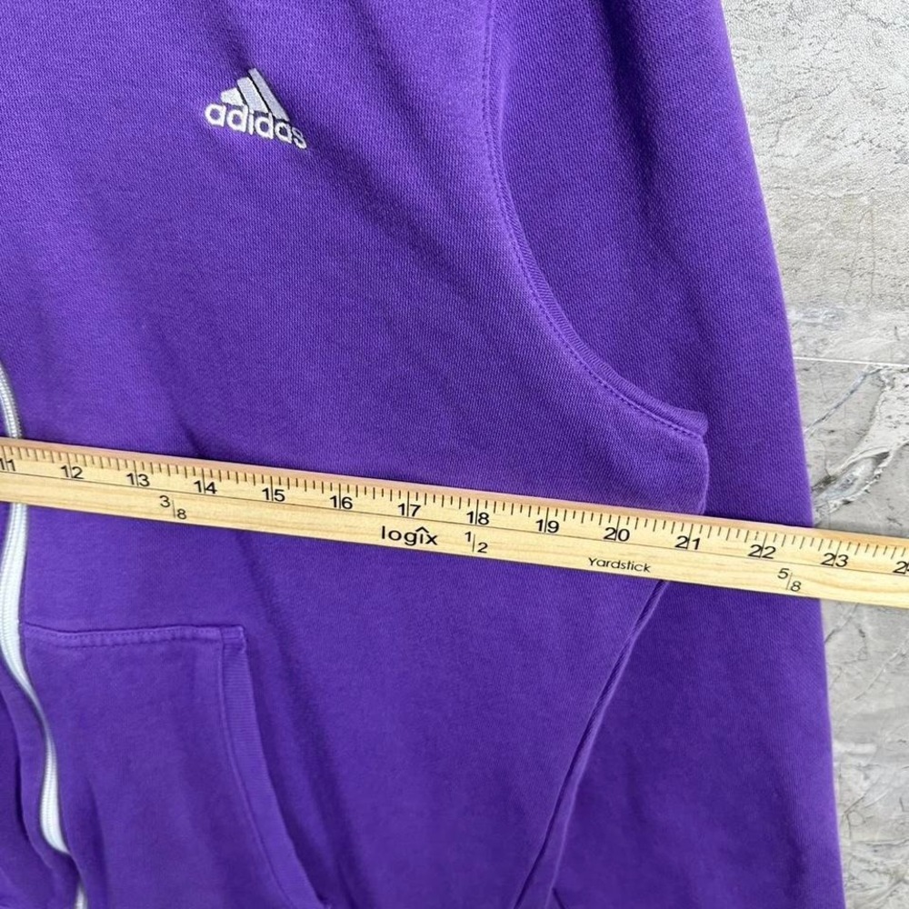 Adidas Jacket Hoodie Large Women's Full Zip Purple Embroidered Logo Activewear - Picture 6 of 7